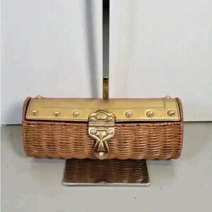 Michael Kors Santorini Gold Wicker Clutch